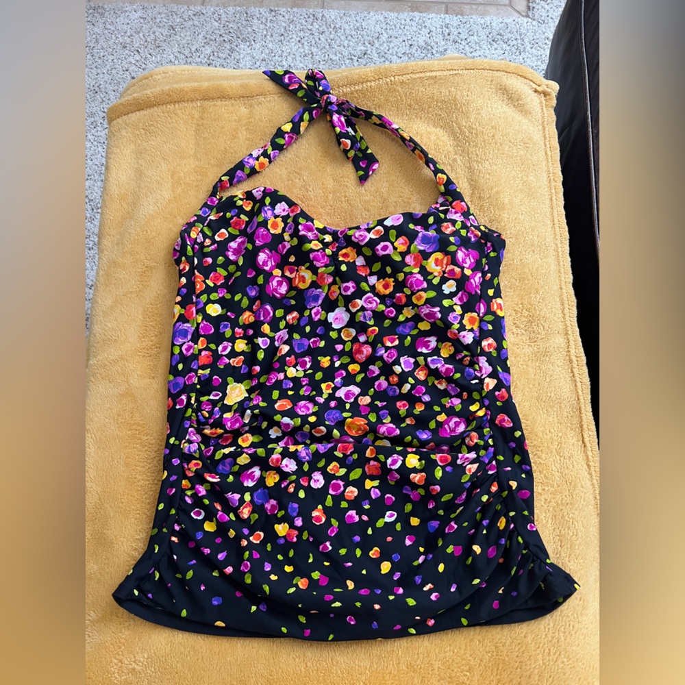 Anne Cole Pink and Black Floral Swimsuit
